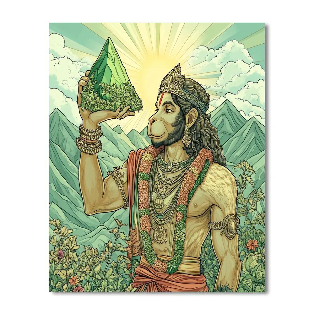 Mountain Echoes, Hanuman Strength paint by numbers