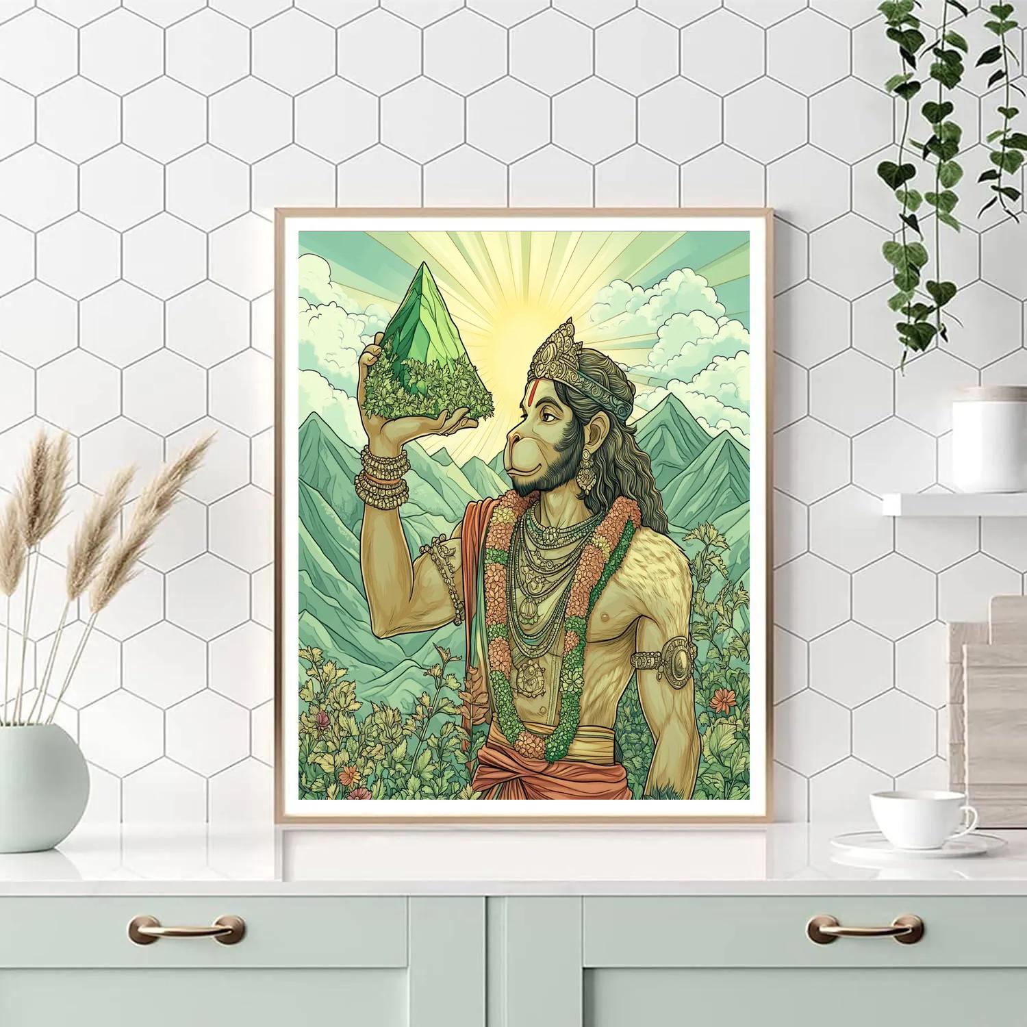 Mountain Echoes, Hanuman Strength paint by numbers