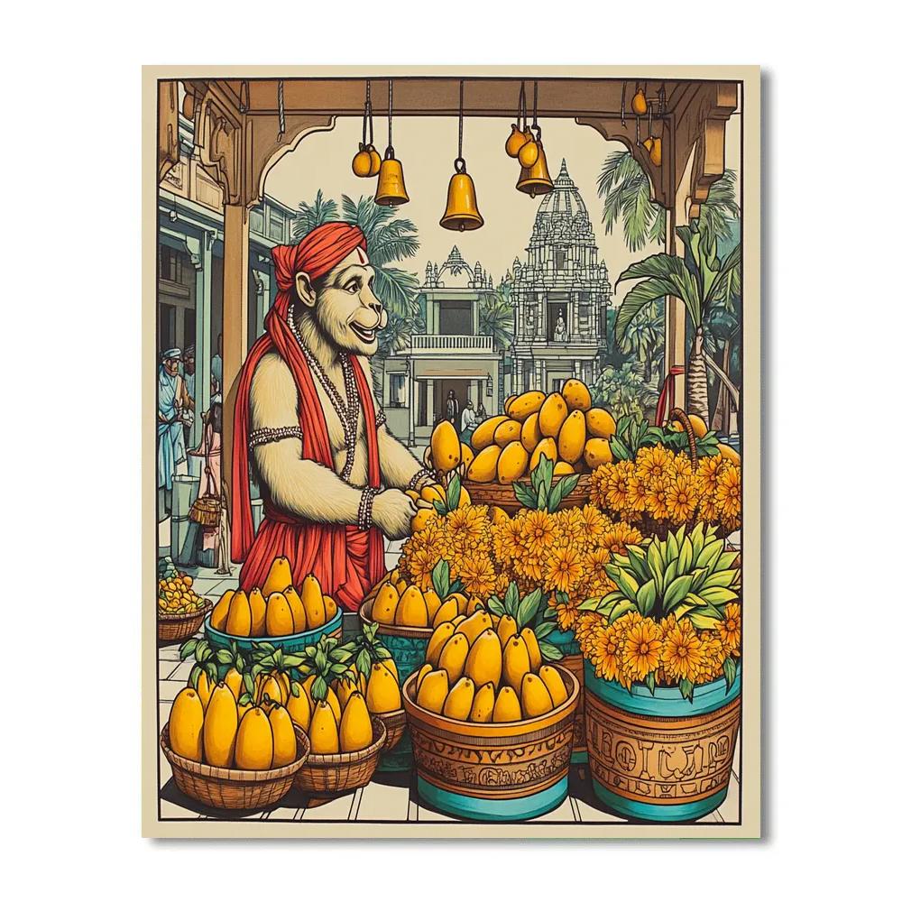 Hanuman Market Of Sacred Fruits paint by numbers