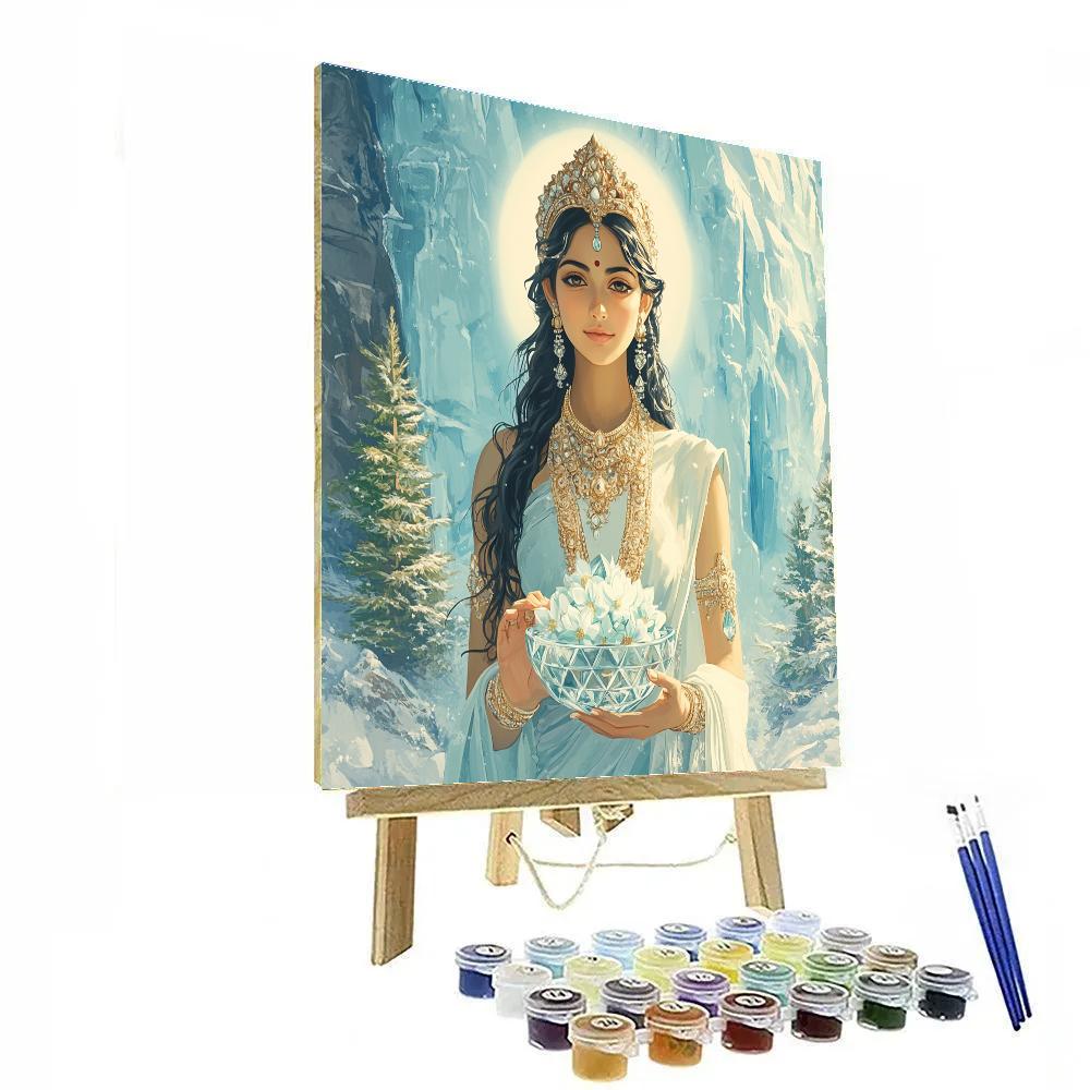 Parvati And The Glacier Crystal Offering paint by color