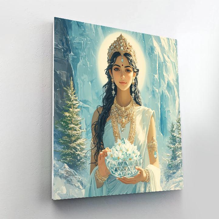 Parvati And The Glacier Crystal Offering paint by color