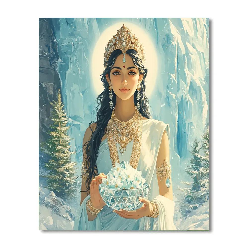 Parvati And The Glacier Crystal Offering paint by color