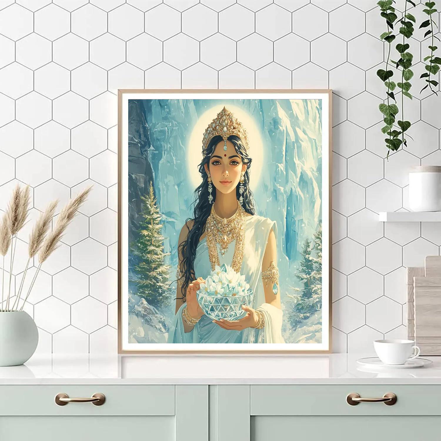 Parvati And The Glacier Crystal Offering paint by color