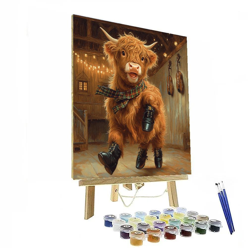 Ceilidh Dance Highland Cow In Boots DIY paint by numbers