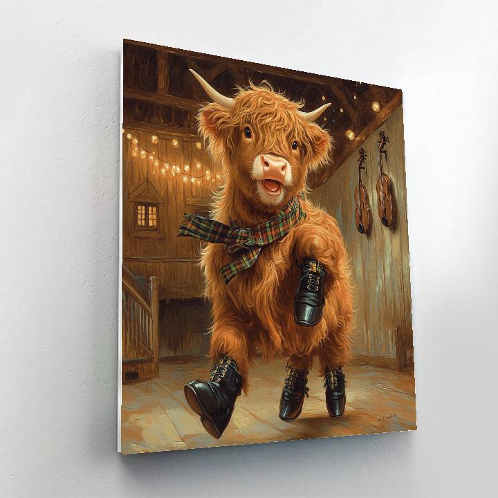 Ceilidh Dance Highland Cow In Boots DIY paint by numbers