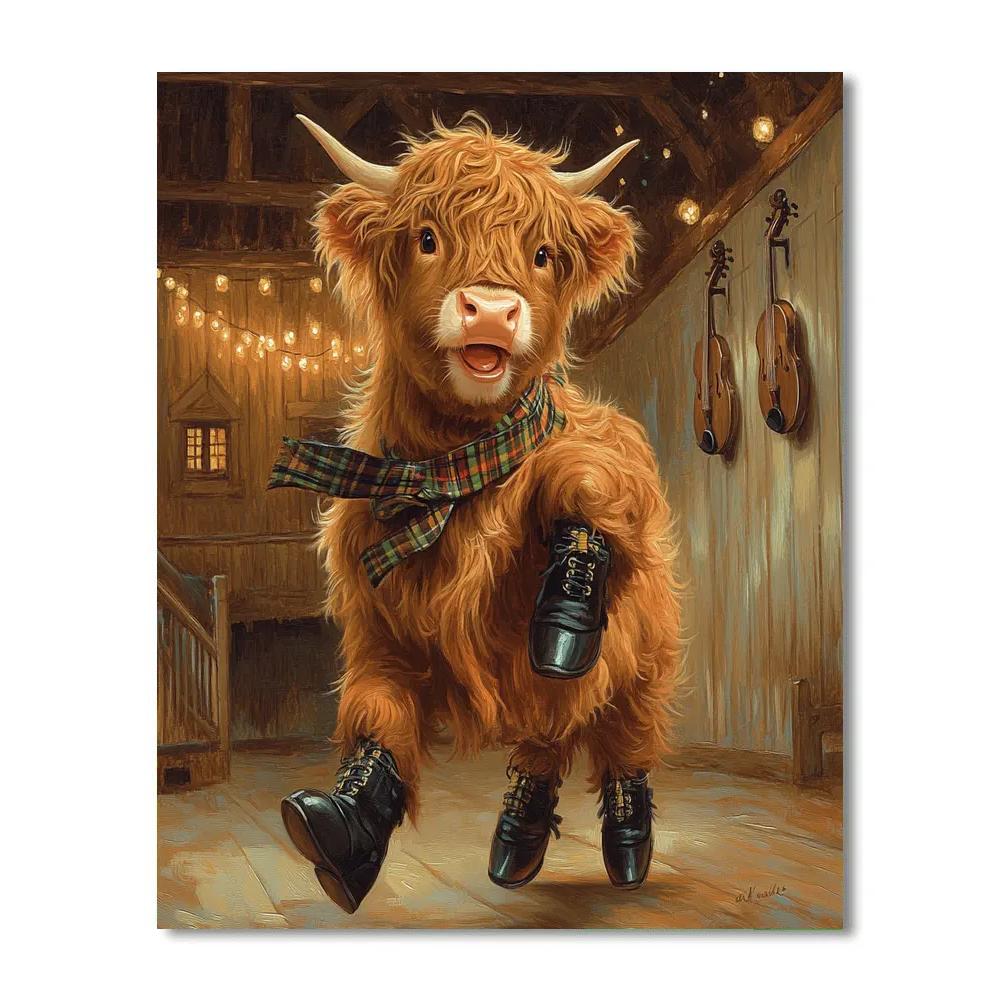 Ceilidh Dance Highland Cow In Boots DIY paint by numbers