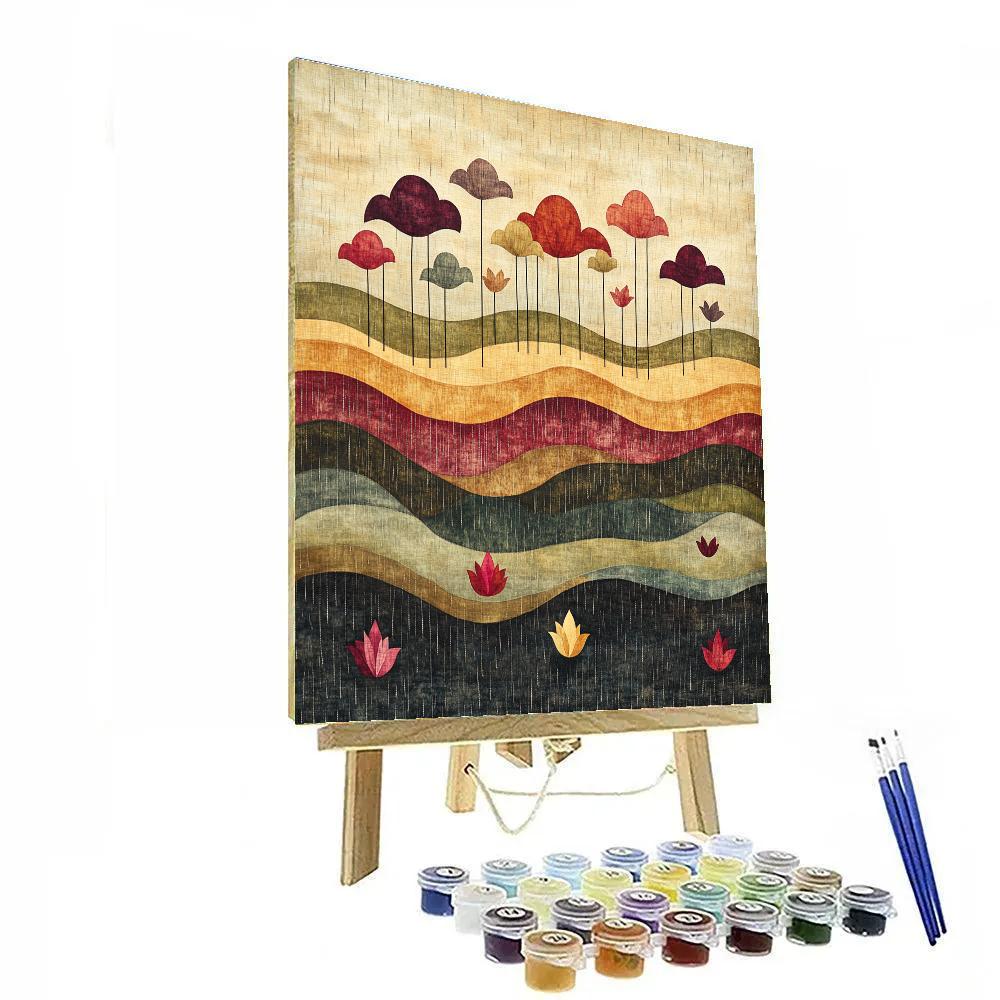 Nandalal Bose Inspired Monsoon Veil Over Quiet Wetlands Paint by numbers art