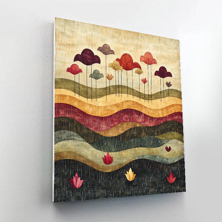 Nandalal Bose Inspired Monsoon Veil Over Quiet Wetlands Paint by numbers art