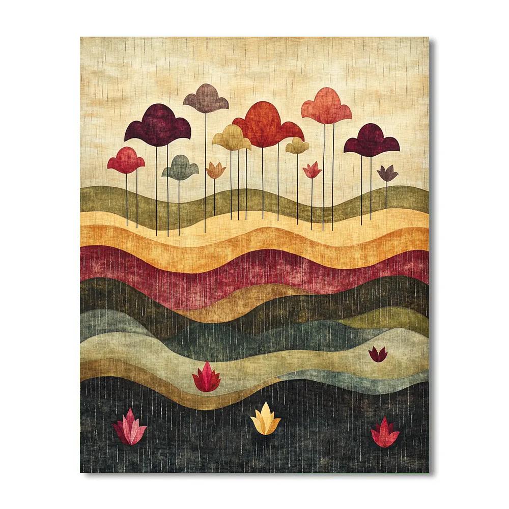 Nandalal Bose Inspired Monsoon Veil Over Quiet Wetlands Paint by numbers art