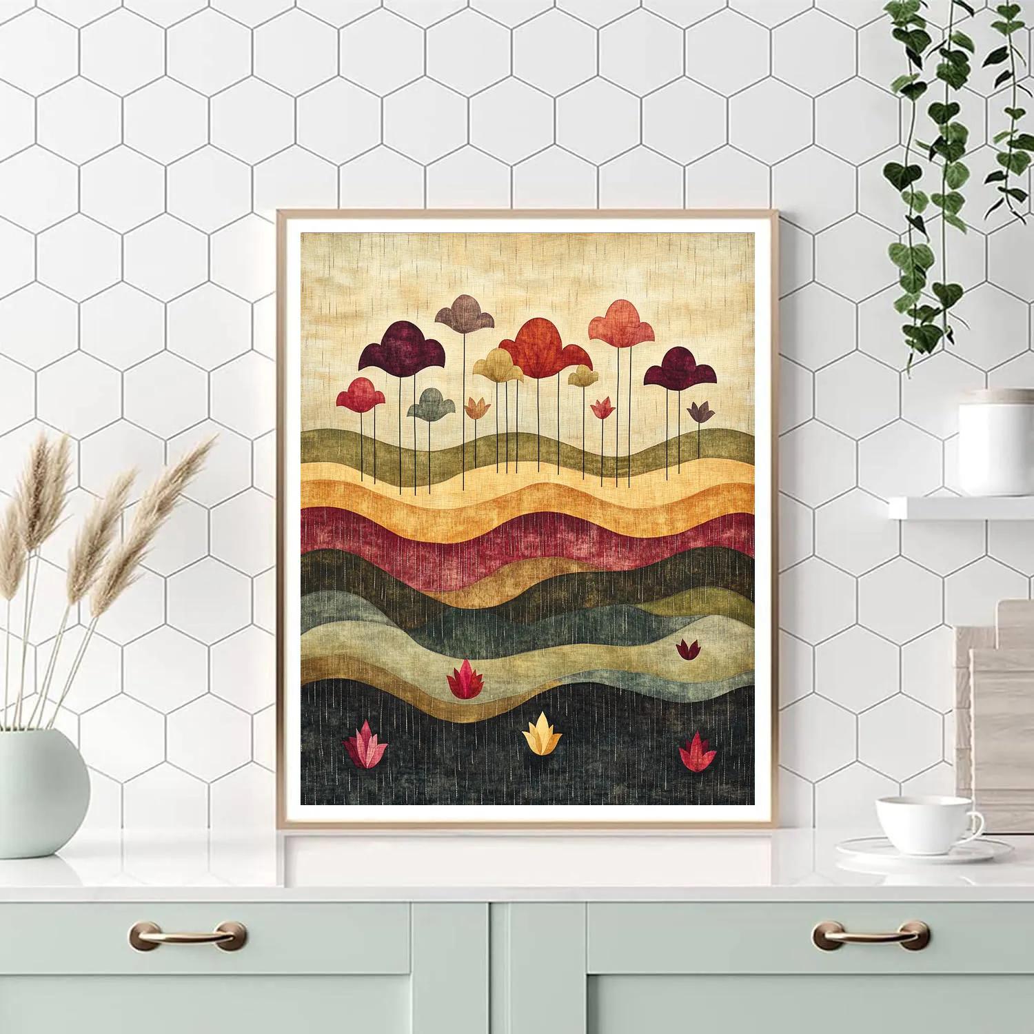 Nandalal Bose Inspired Monsoon Veil Over Quiet Wetlands Paint by numbers art