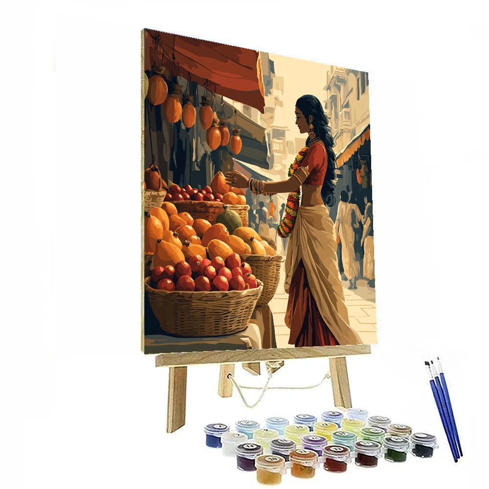 Marketplace Blessing Parvati With Fresh Fruits paint by number