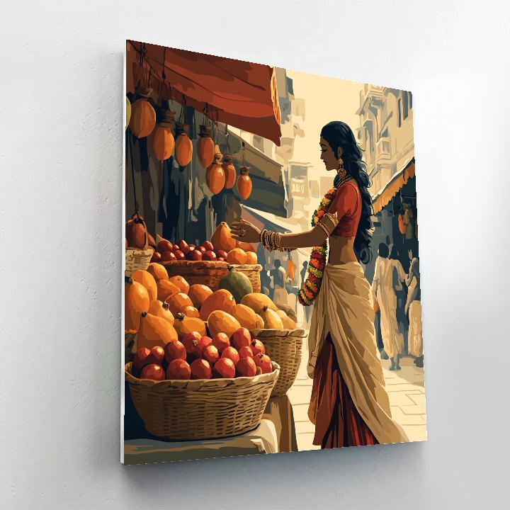 Marketplace Blessing Parvati With Fresh Fruits paint by number