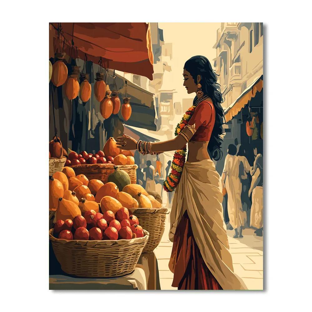 Marketplace Blessing Parvati With Fresh Fruits paint by number