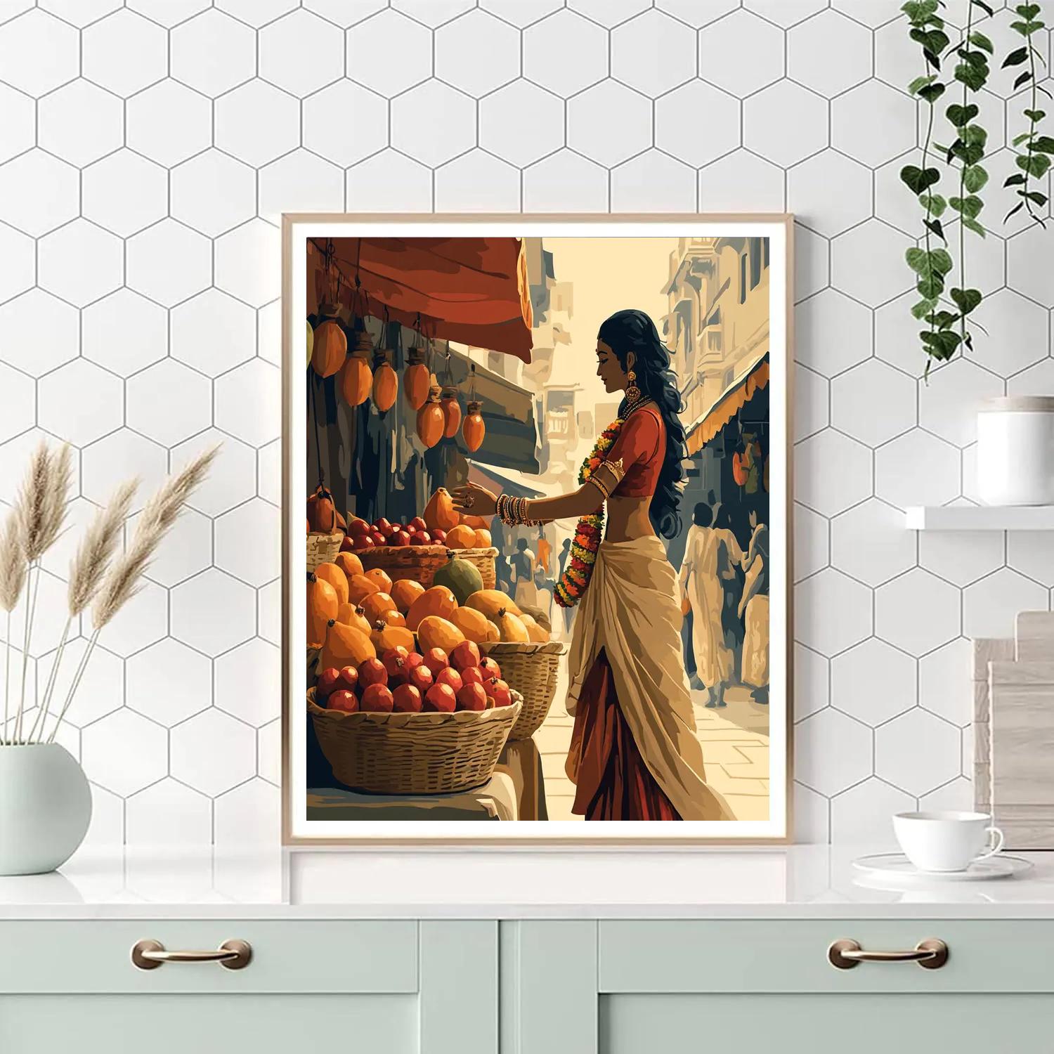 Marketplace Blessing Parvati With Fresh Fruits paint by number