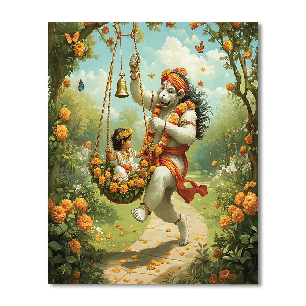 Garden Swing, Hanuman Joy paint by numbers
