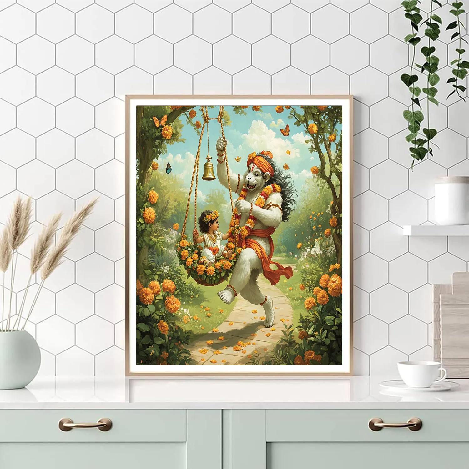 Garden Swing, Hanuman Joy paint by numbers