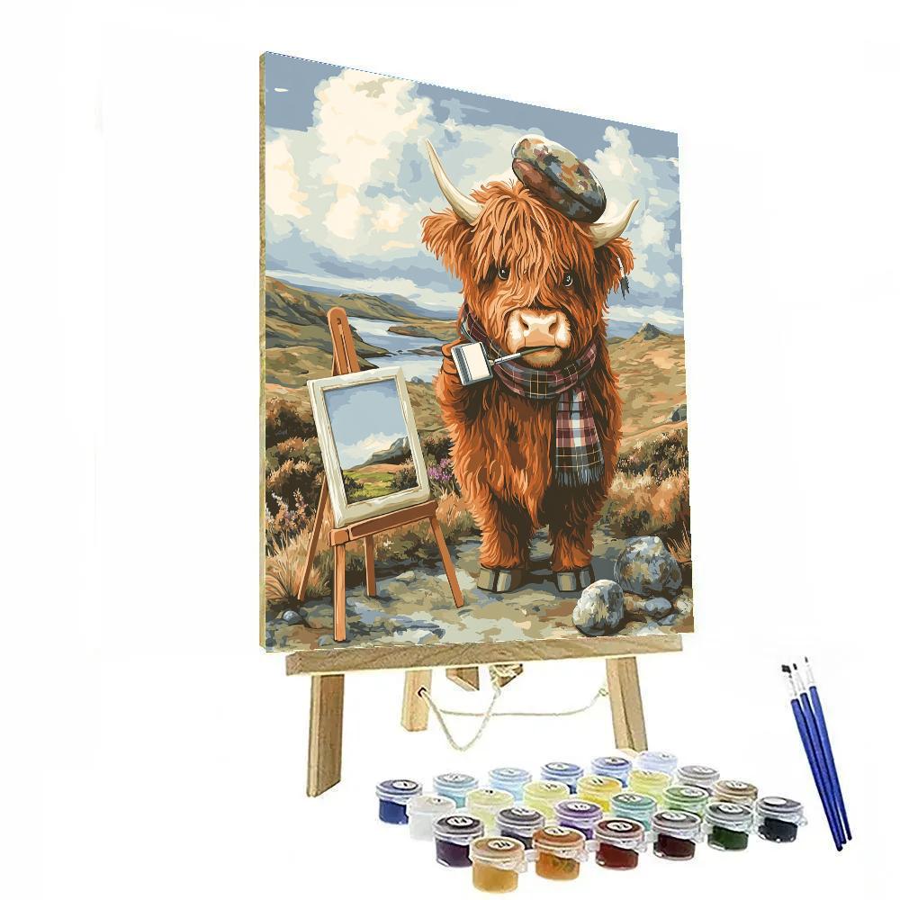 Highland Cow Postcard Painter On The Moor Number painting