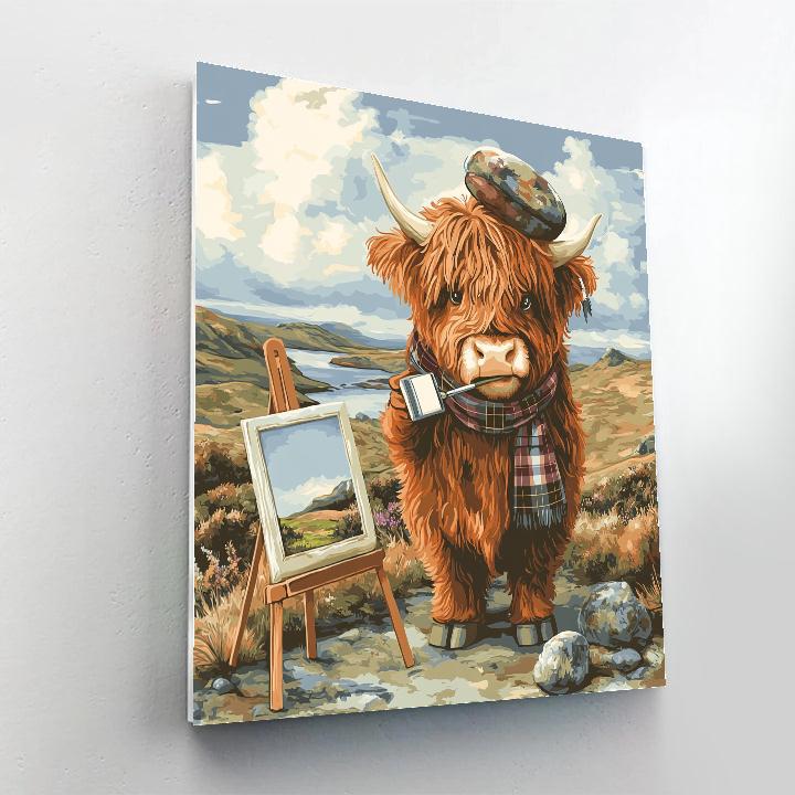 Highland Cow Postcard Painter On The Moor Number painting