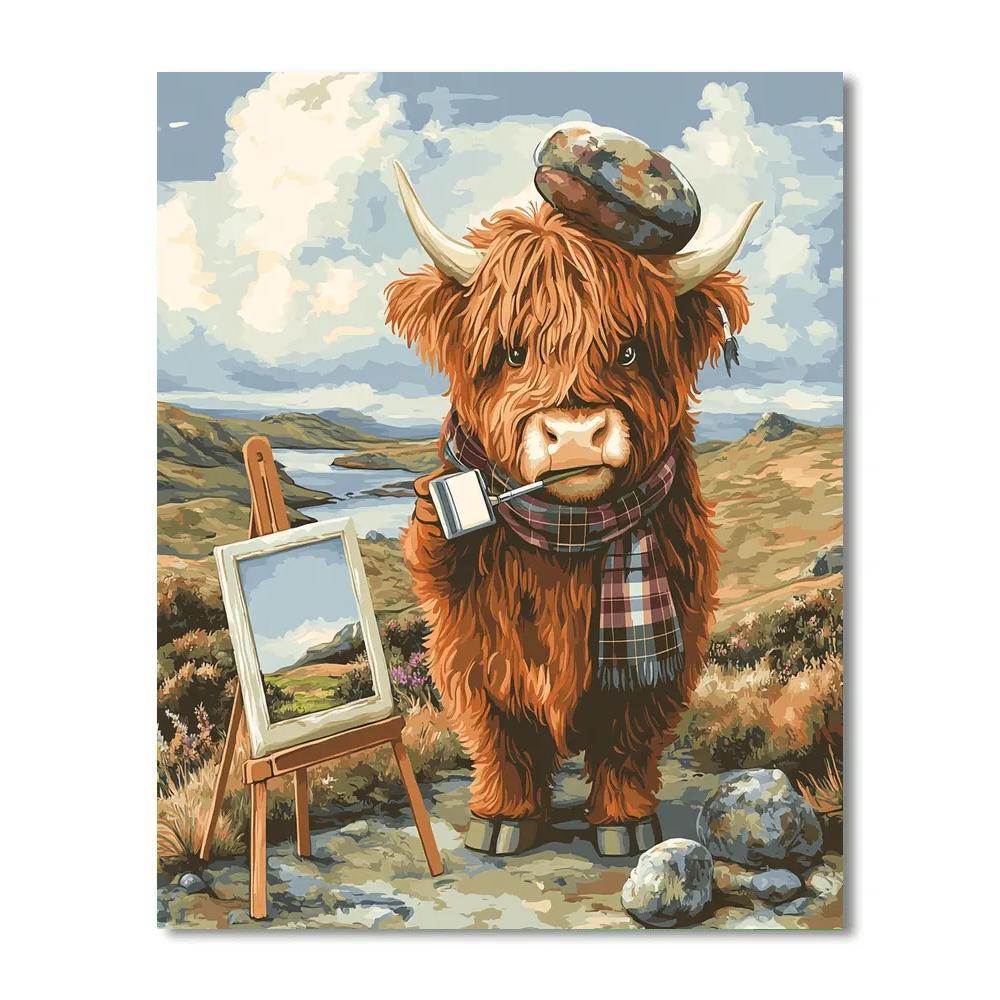 Highland Cow Postcard Painter On The Moor Number painting
