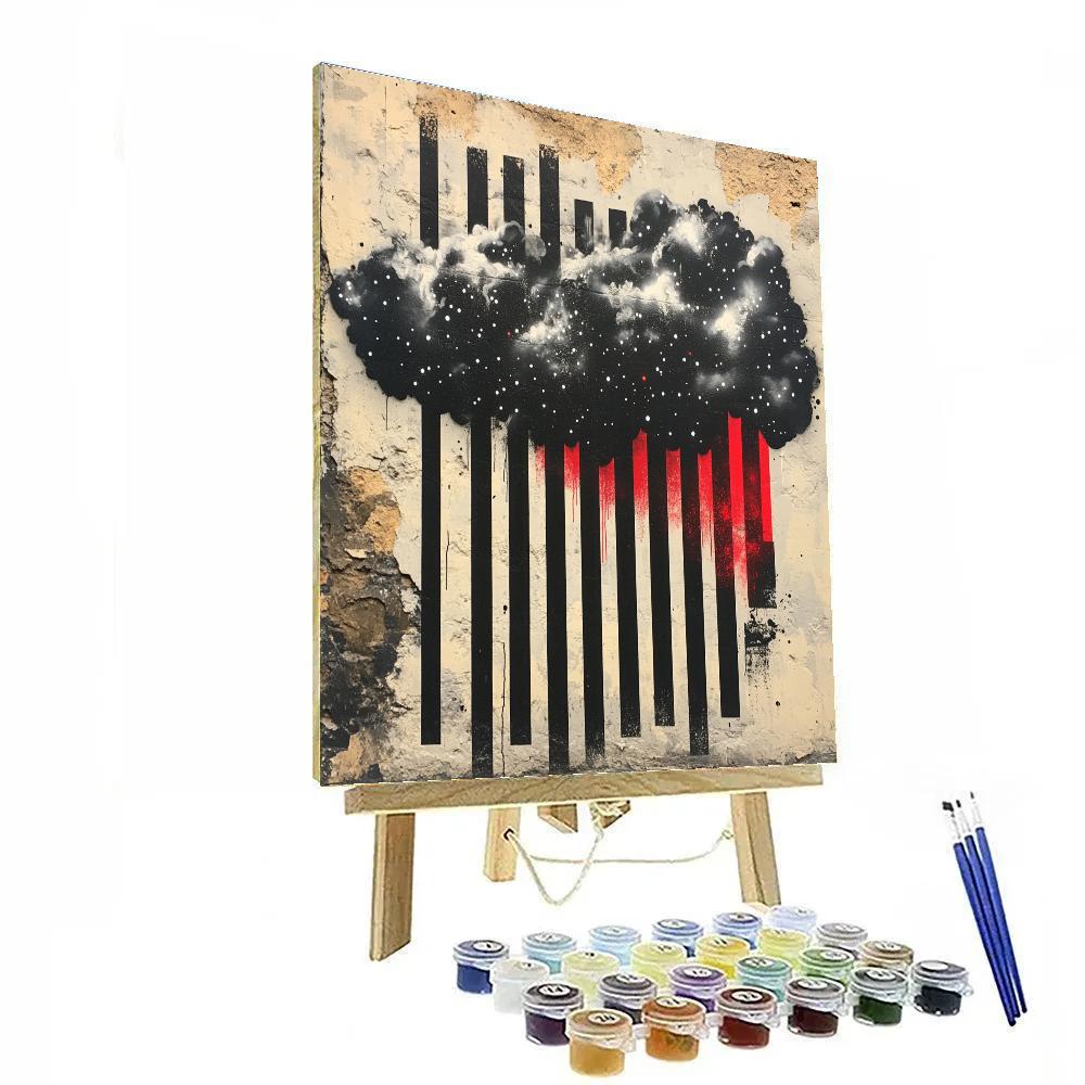 Banksy Inspired Anti Consumerism Nebula Barcode Numbered painting kits