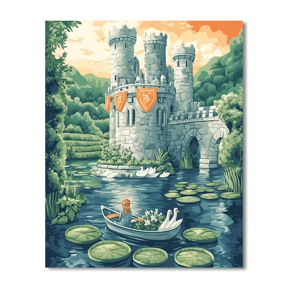 River Garden With Castle Keep Paint by numbers kits