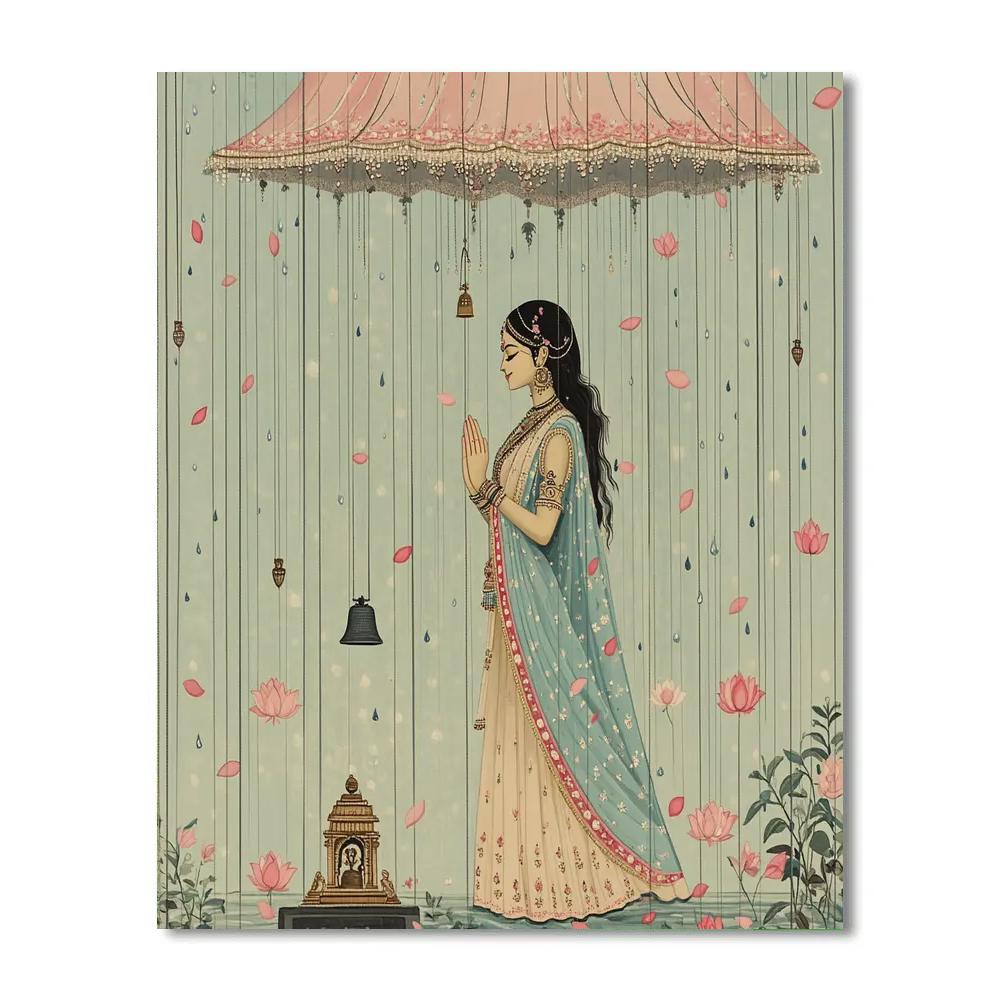 Parvati In The Quiet Rain Of Lotus Petals Painting by numbers kit