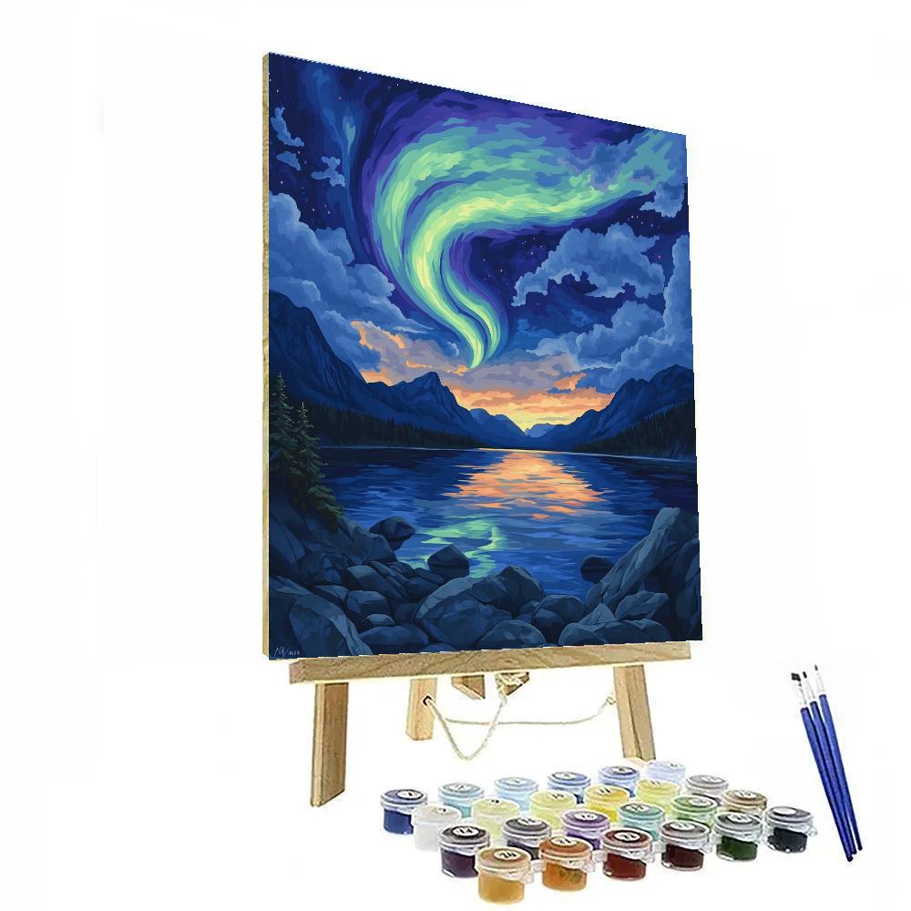 Frederick Varley Inspired Aurora Crown Over Silent Fjord Paint by numbers kits