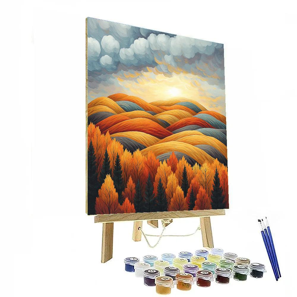 Frederick Varley Inspired Stormlight Break Through Autumn Ridge paint by color