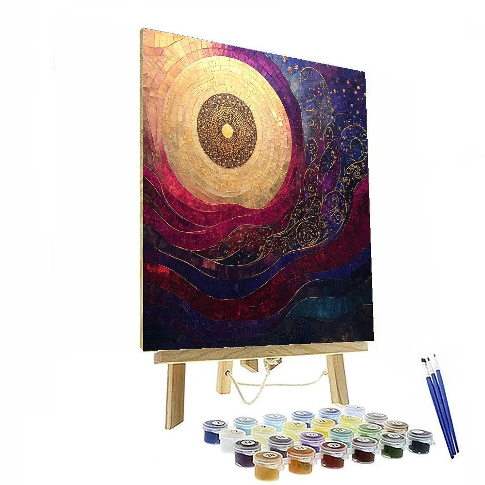 Gustav Klimt Inspired Nebular Tides In The Golden Void Numbered painting kits