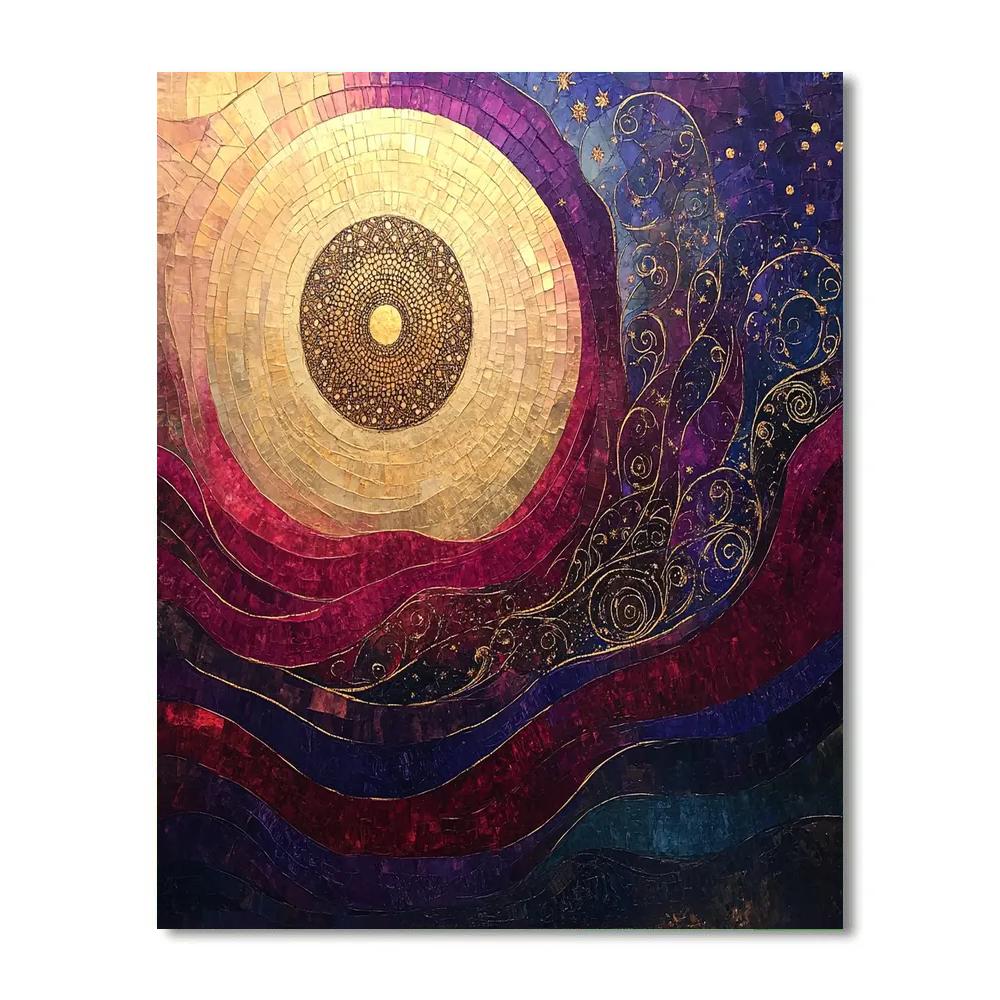 Gustav Klimt Inspired Nebular Tides In The Golden Void Numbered painting kits