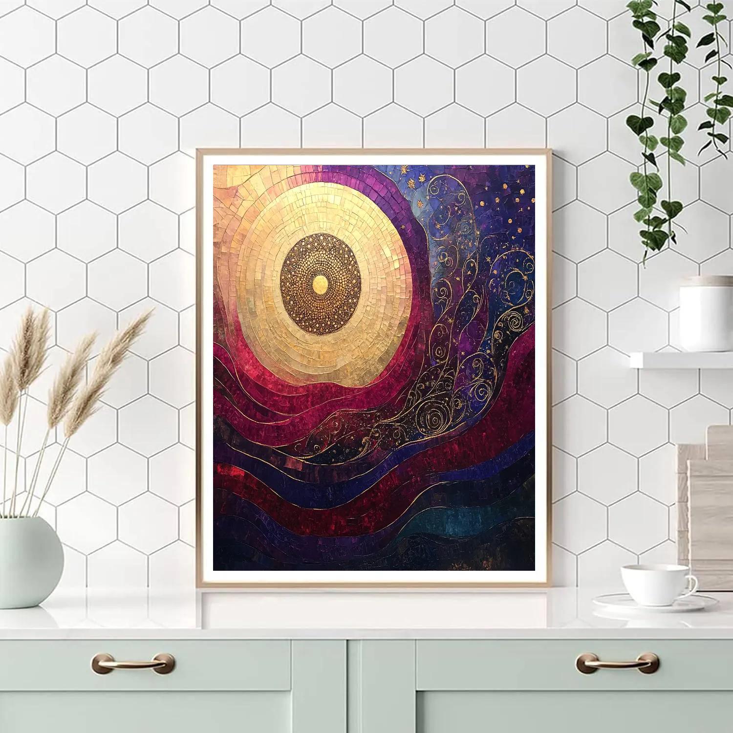 Gustav Klimt Inspired Nebular Tides In The Golden Void Numbered painting kits