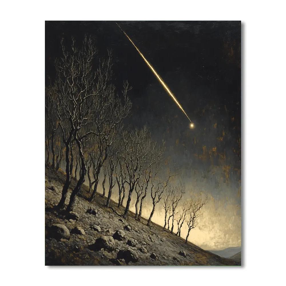 Francisco Goya Inspired Comet Light Above The Withered Orchard paint by numbers