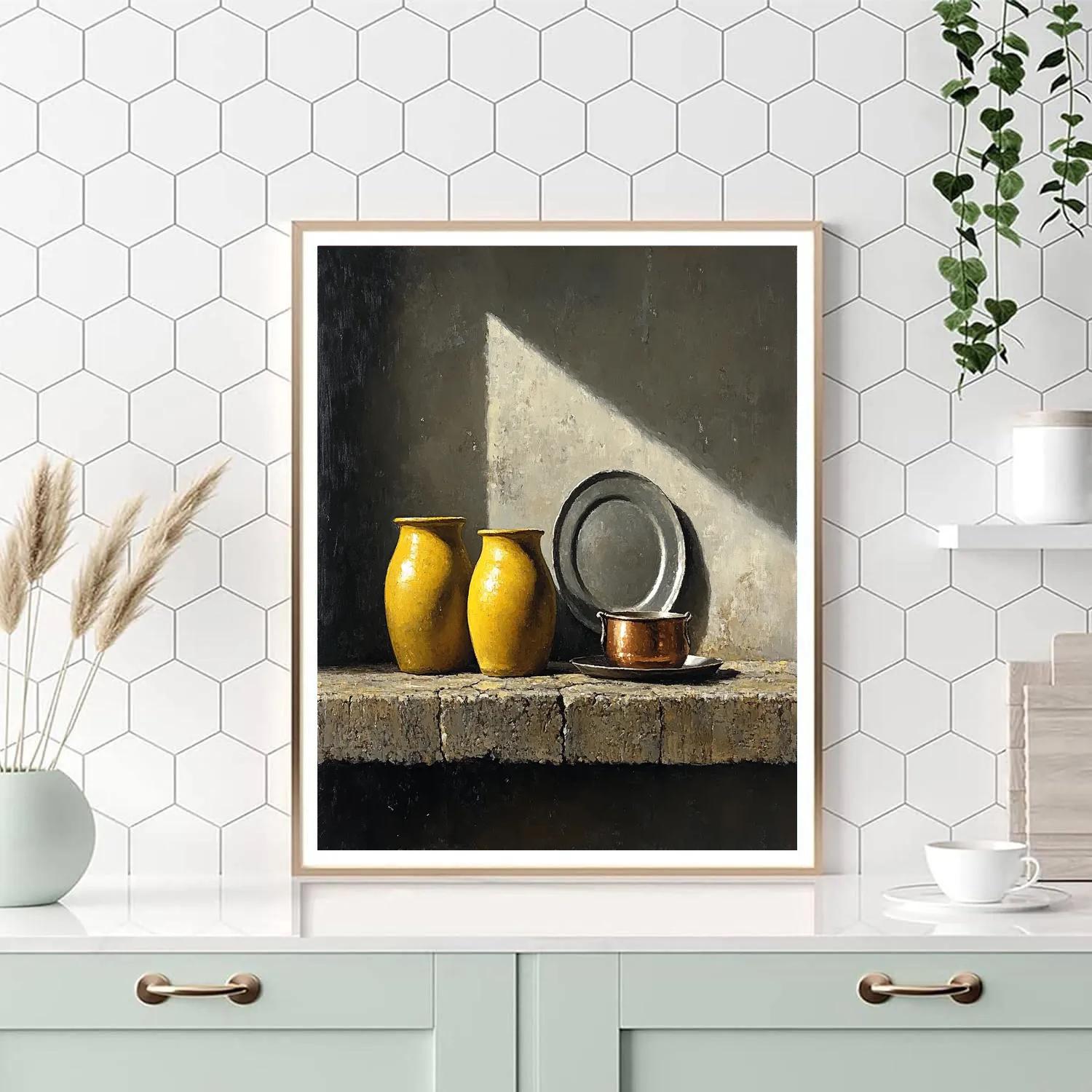 Diego Velázquez Inspired Silvery Bodegon Of Earthenware And Copper Paint by numbers art