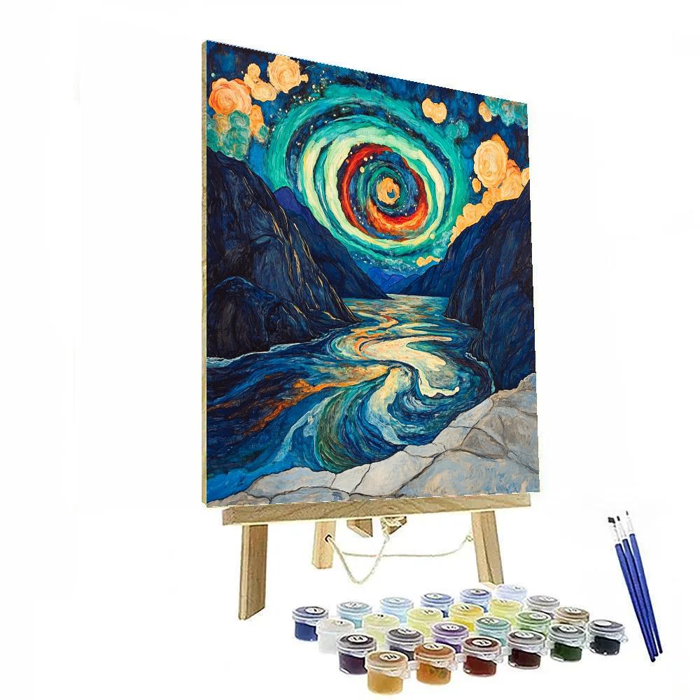 Edvard Munch Inspired Aurora Over A Breathing Fjord paint by number