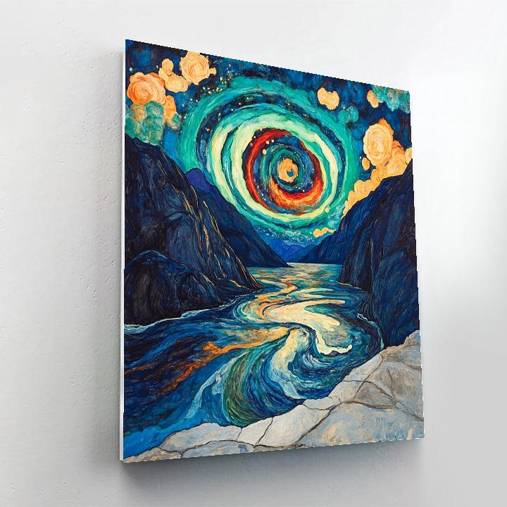 Edvard Munch Inspired Aurora Over A Breathing Fjord paint by number