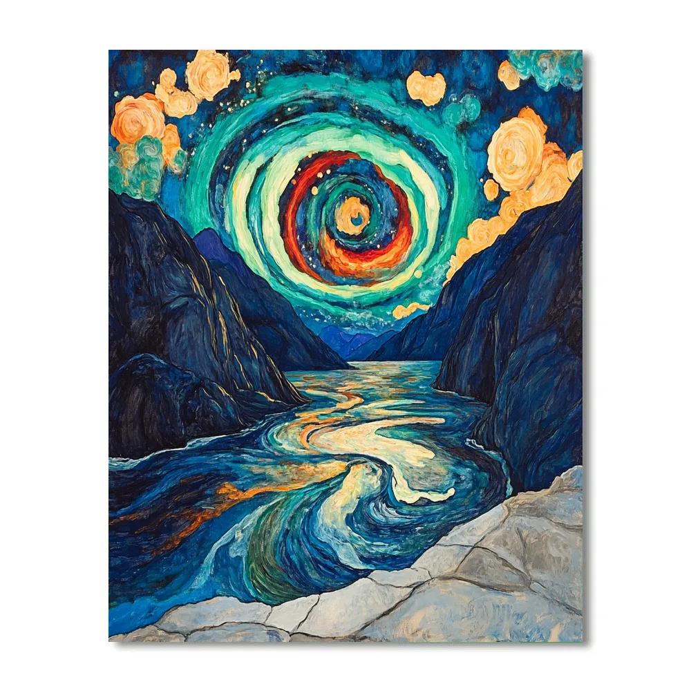 Edvard Munch Inspired Aurora Over A Breathing Fjord paint by number