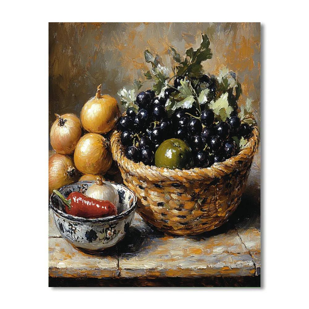 Diego Velázquez Inspired Market Produce In Earth Tones Numbered painting kits