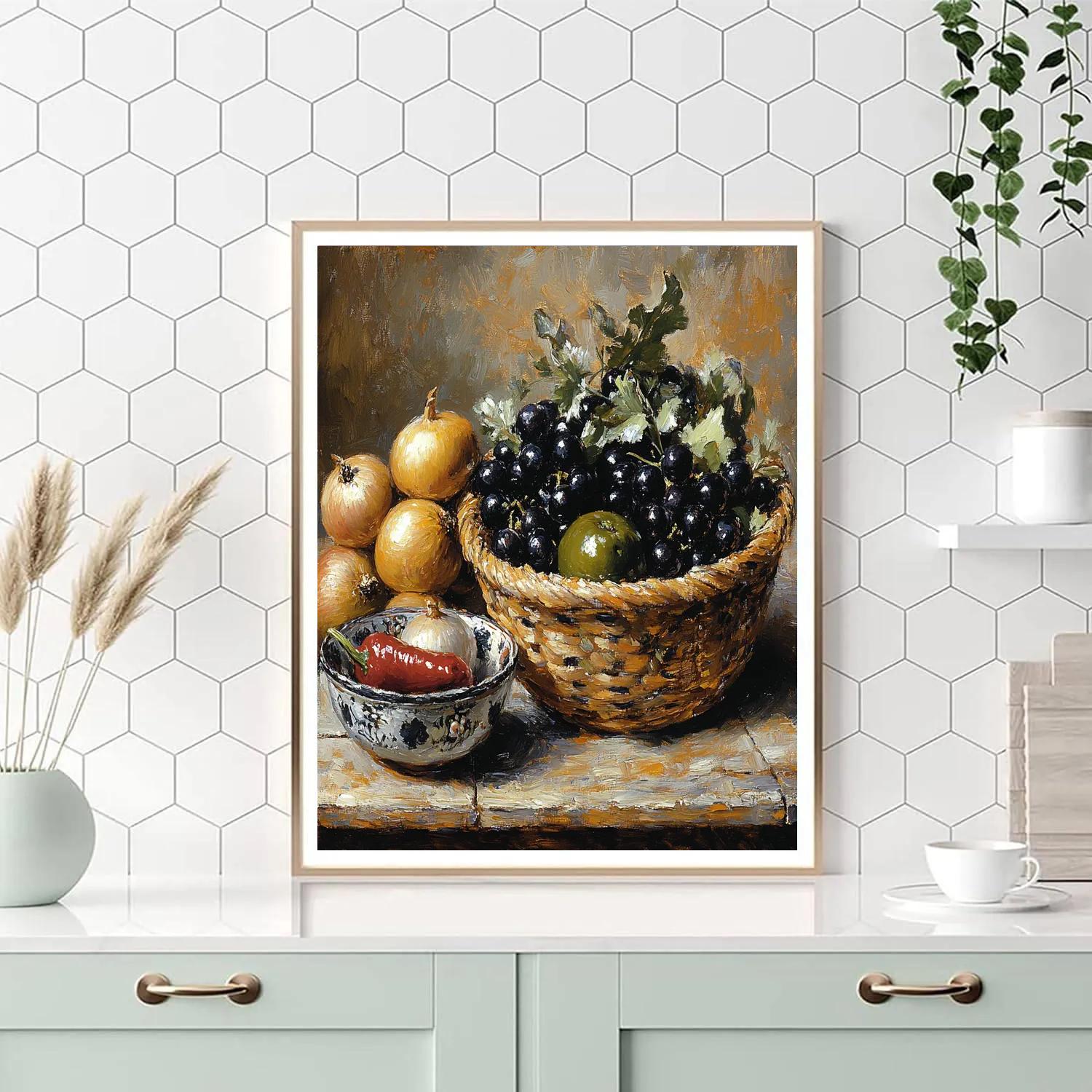 Diego Velázquez Inspired Market Produce In Earth Tones Numbered painting kits