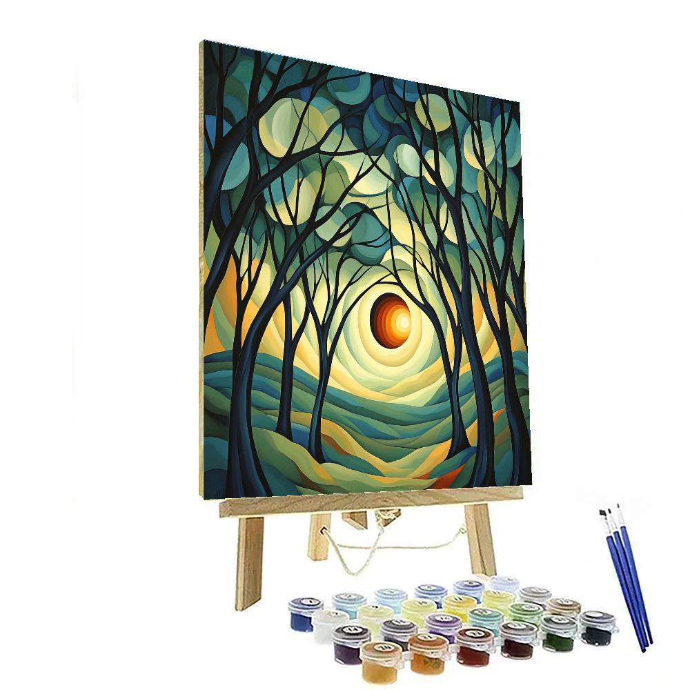 Edvard Munch Inspired Eclipse Wind Through A Twisted Forest Canopy paint by color