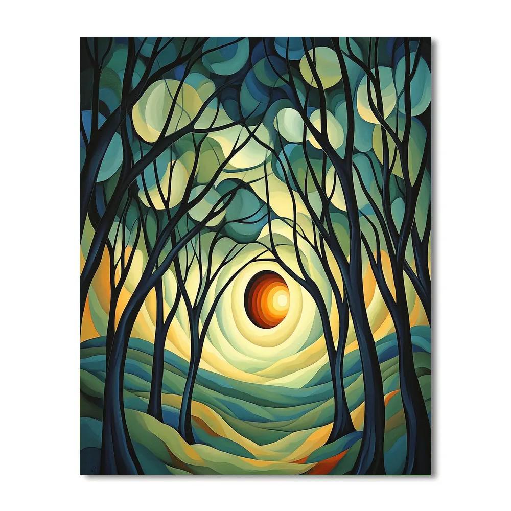 Edvard Munch Inspired Eclipse Wind Through A Twisted Forest Canopy paint by color