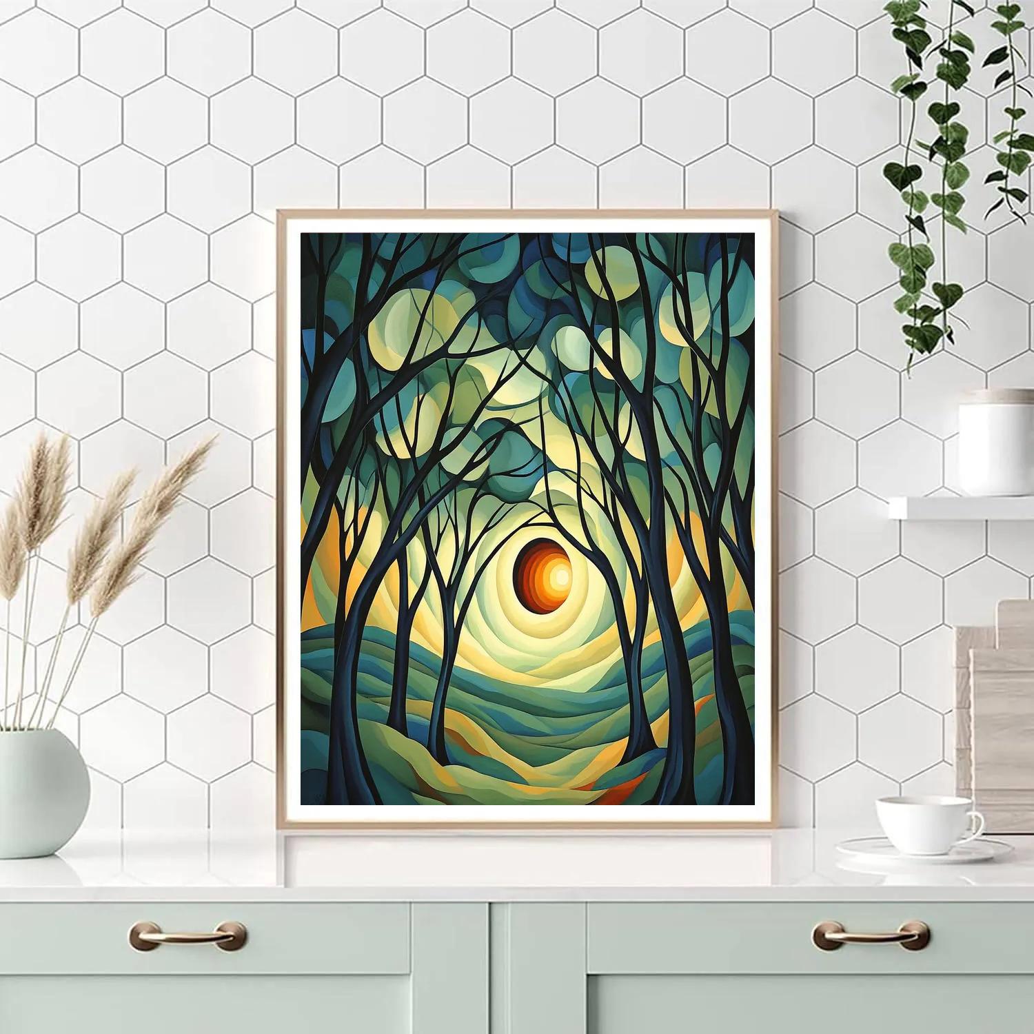 Edvard Munch Inspired Eclipse Wind Through A Twisted Forest Canopy paint by color