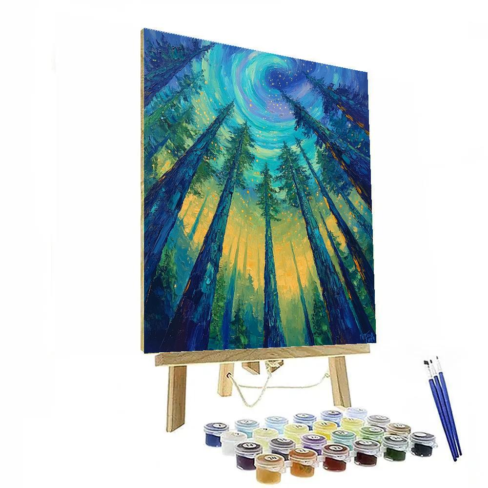 Emily Carr Inspired Aurora Cathedral Grove Paint by numbers art