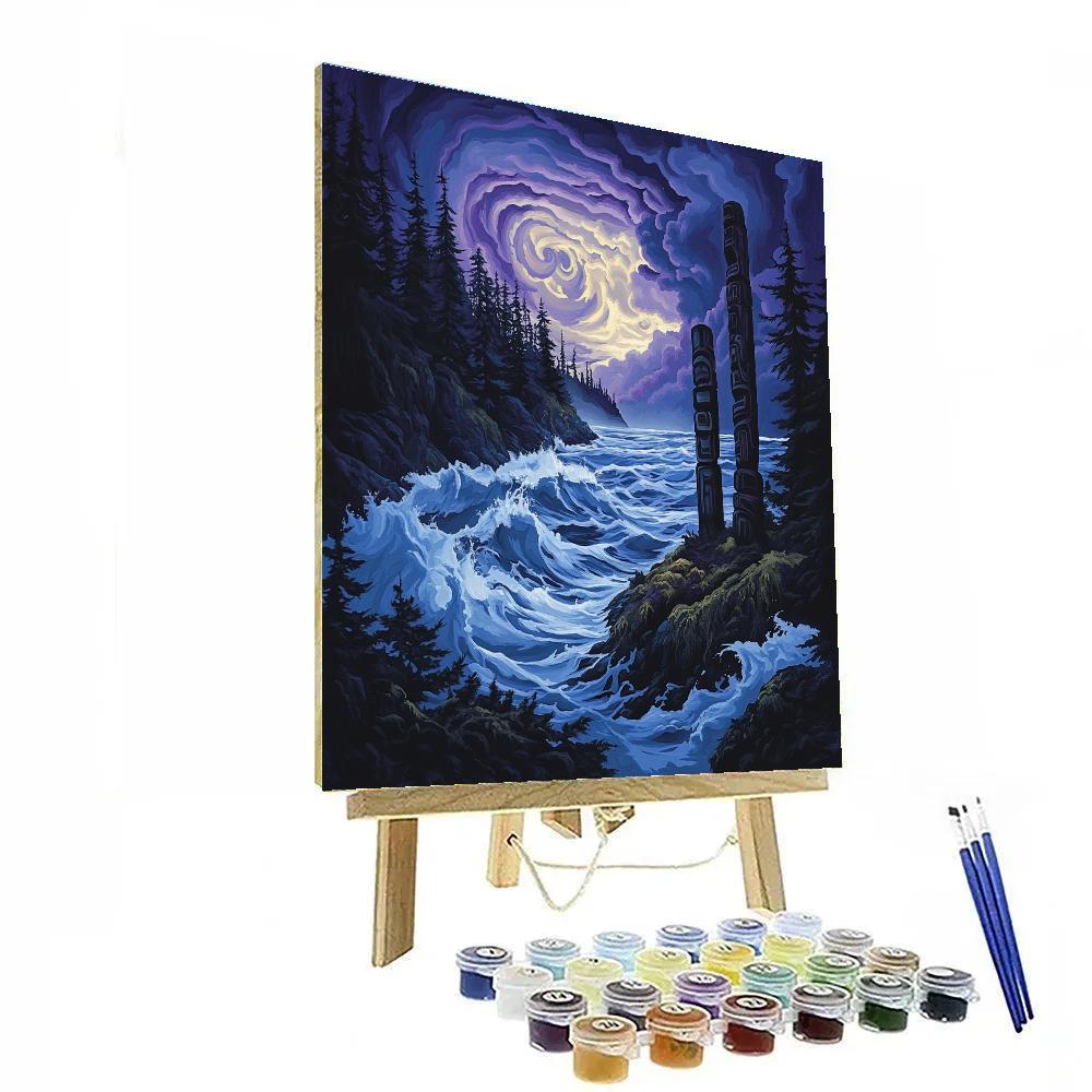 Emily Carr Inspired Tempest Inlet And Totem Silence DIY paint by numbers