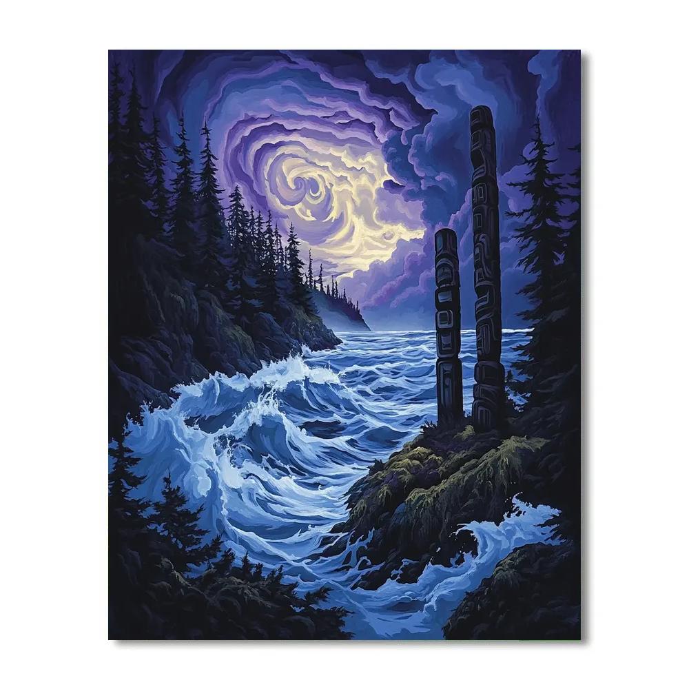 Emily Carr Inspired Tempest Inlet And Totem Silence DIY paint by numbers