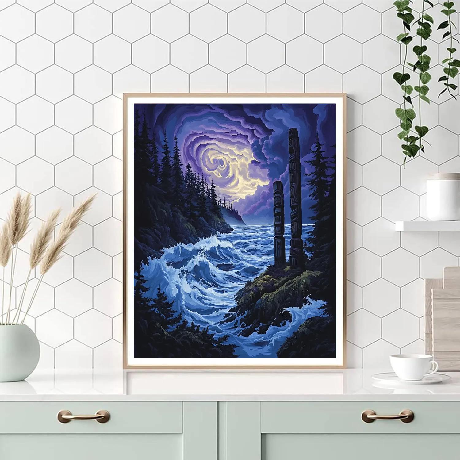 Emily Carr Inspired Tempest Inlet And Totem Silence DIY paint by numbers