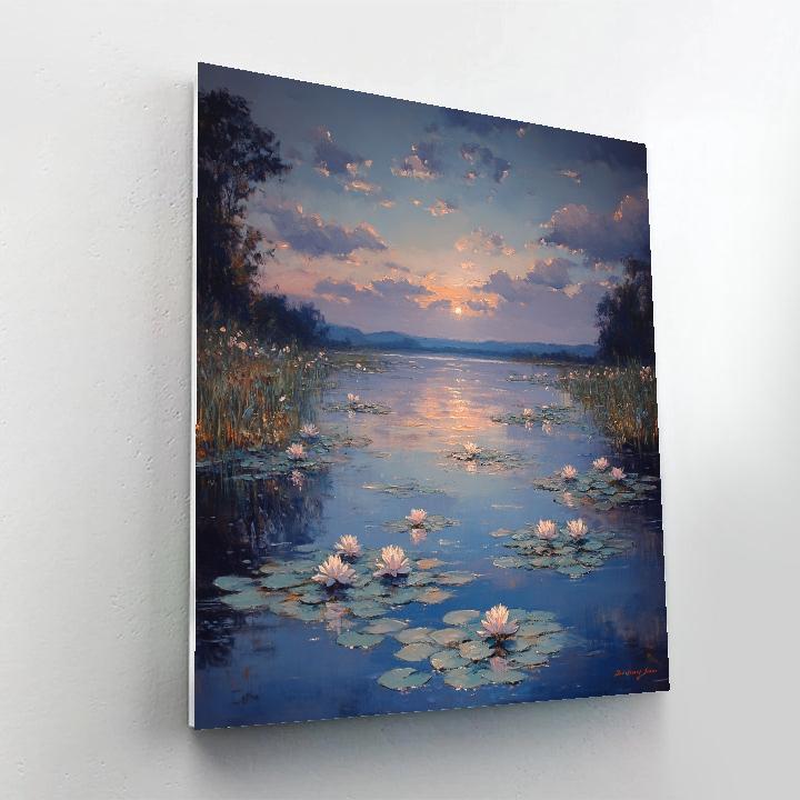 Claude Monet Inspired Noctilucent Cloud Twilight Over Waterlilies painting number kit