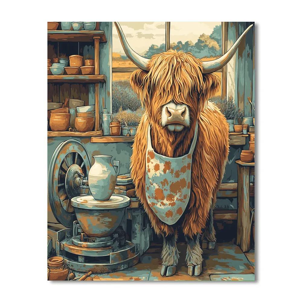 Highland Cow Pottery Workshop Assistant Numbered painting kits