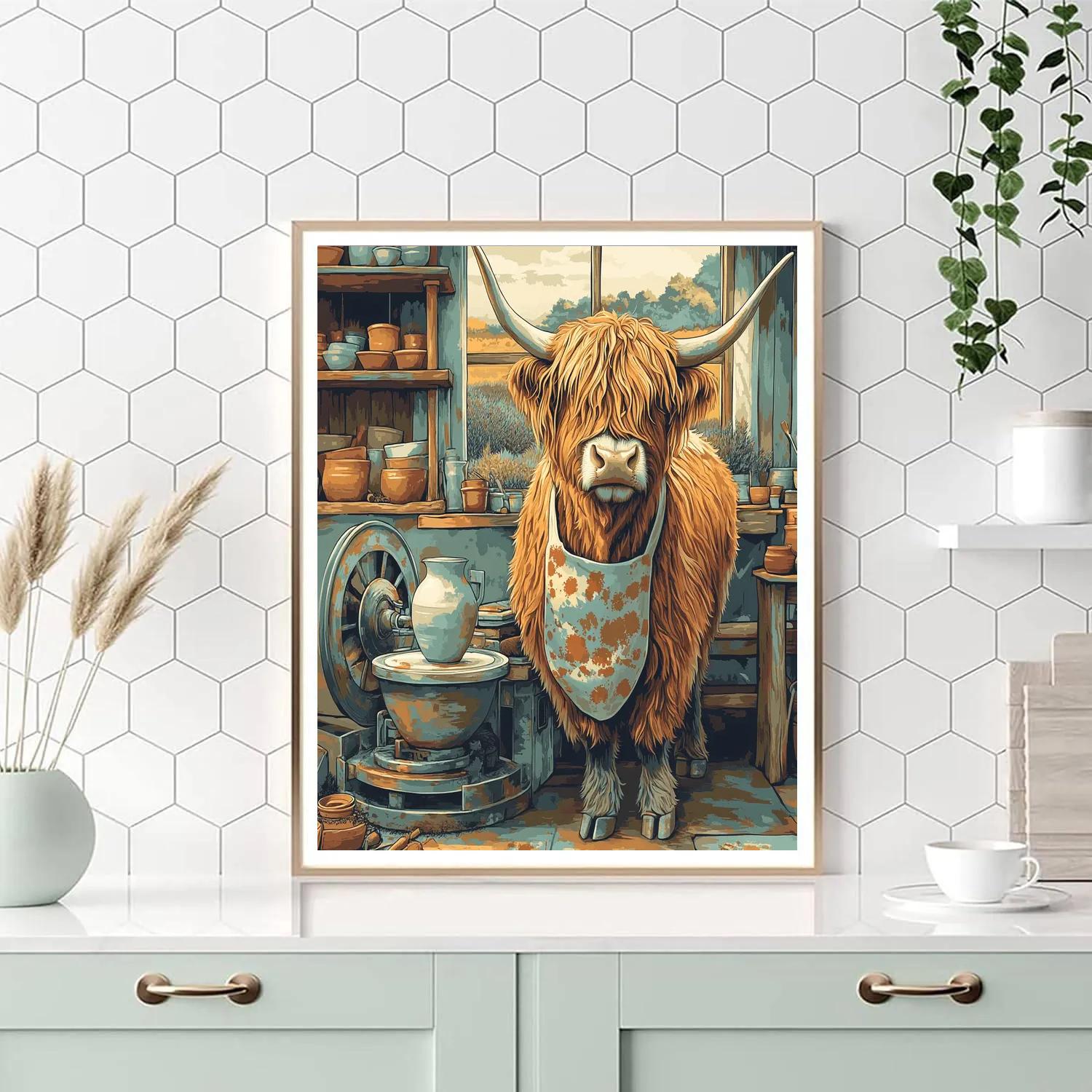 Highland Cow Pottery Workshop Assistant Numbered painting kits