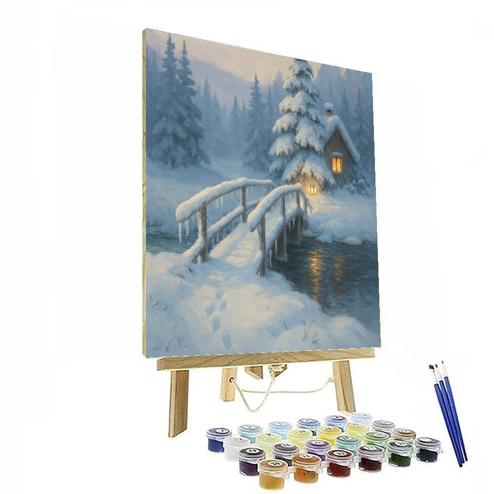 Lantern Light On The Frosted Footbridge paint by number