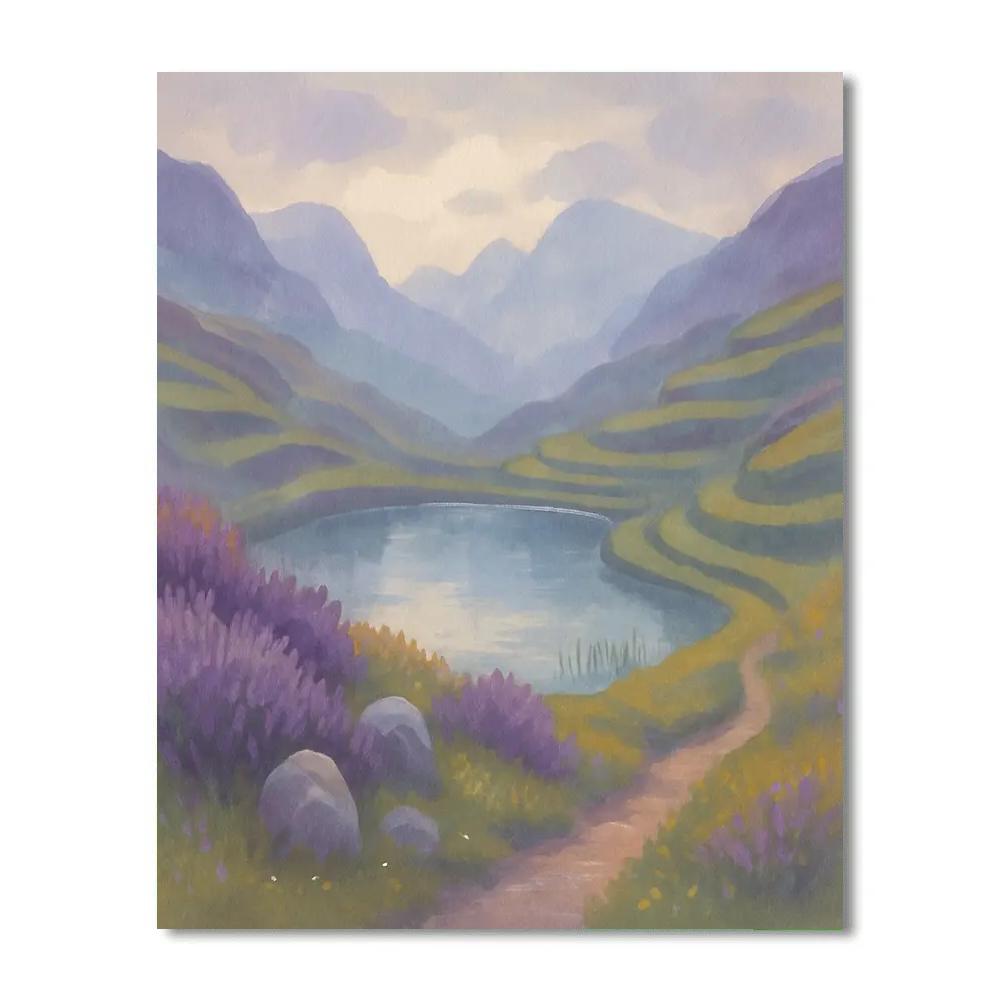 Lavender Mist Over The Terraced Highlands paint by numbers